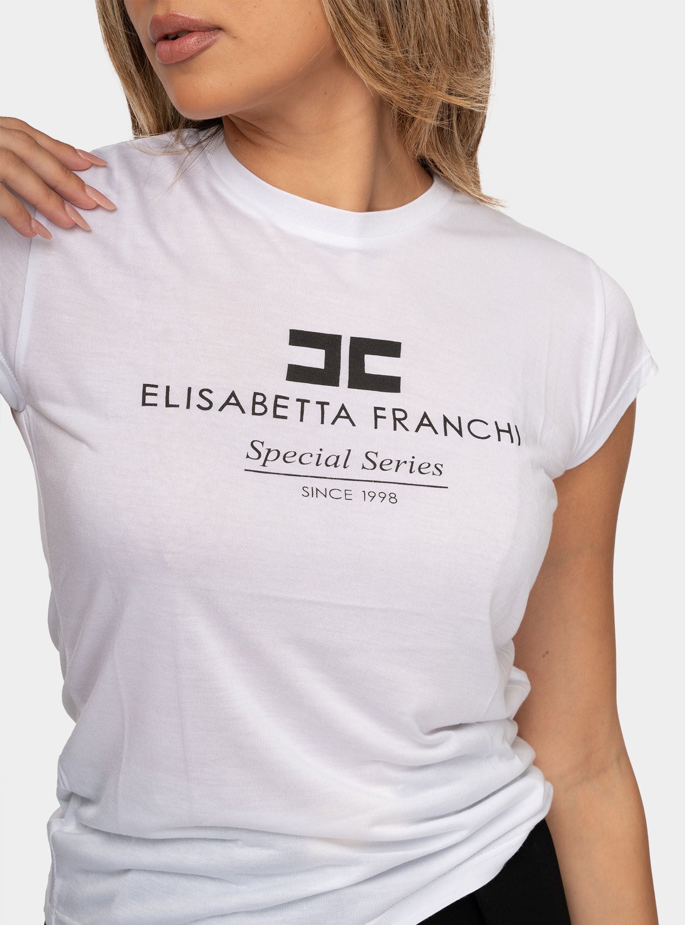 ELISABETTA FRANCHI T-shirt in jersey modal con stampa logo
