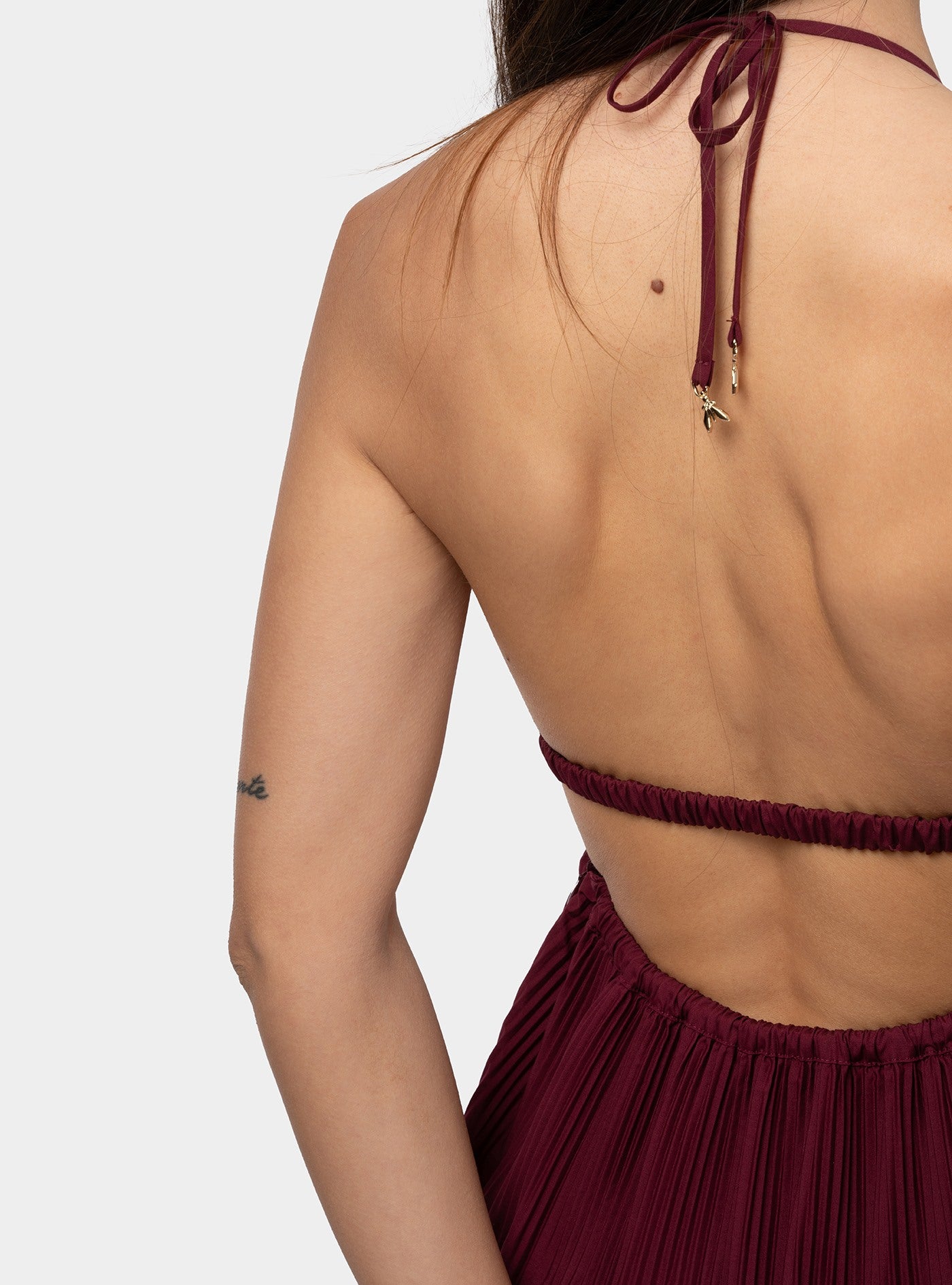 PATRIZIA PEPE Abito Plissè a Schiena Nuda Bordeaux Abito Donna - Main Image